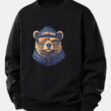 Velira Sweatshirts Juoda / XS Čikagos Akiniai nuo saulės Lokio Spauda Laisvas Fit Megztinis