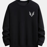 Velira Sweatshirts Juoda / XS Elnių Galvos Spauda Laisvalaikio Puloveris
