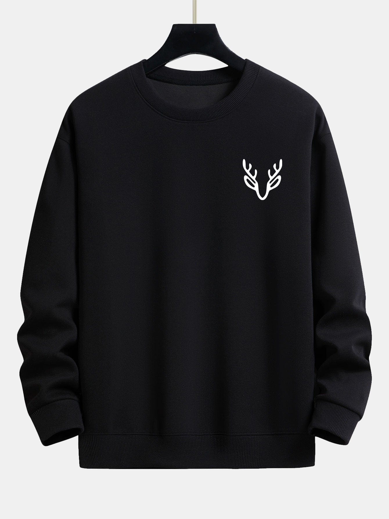 Velira Sweatshirts Juoda / XS Elnių Galvos Spauda Laisvalaikio Puloveris