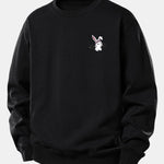 Velira Sweatshirts Juoda / XS Fitneso Kiškio Spaudas Laisvas Pjūvis Sportinis Megztinis