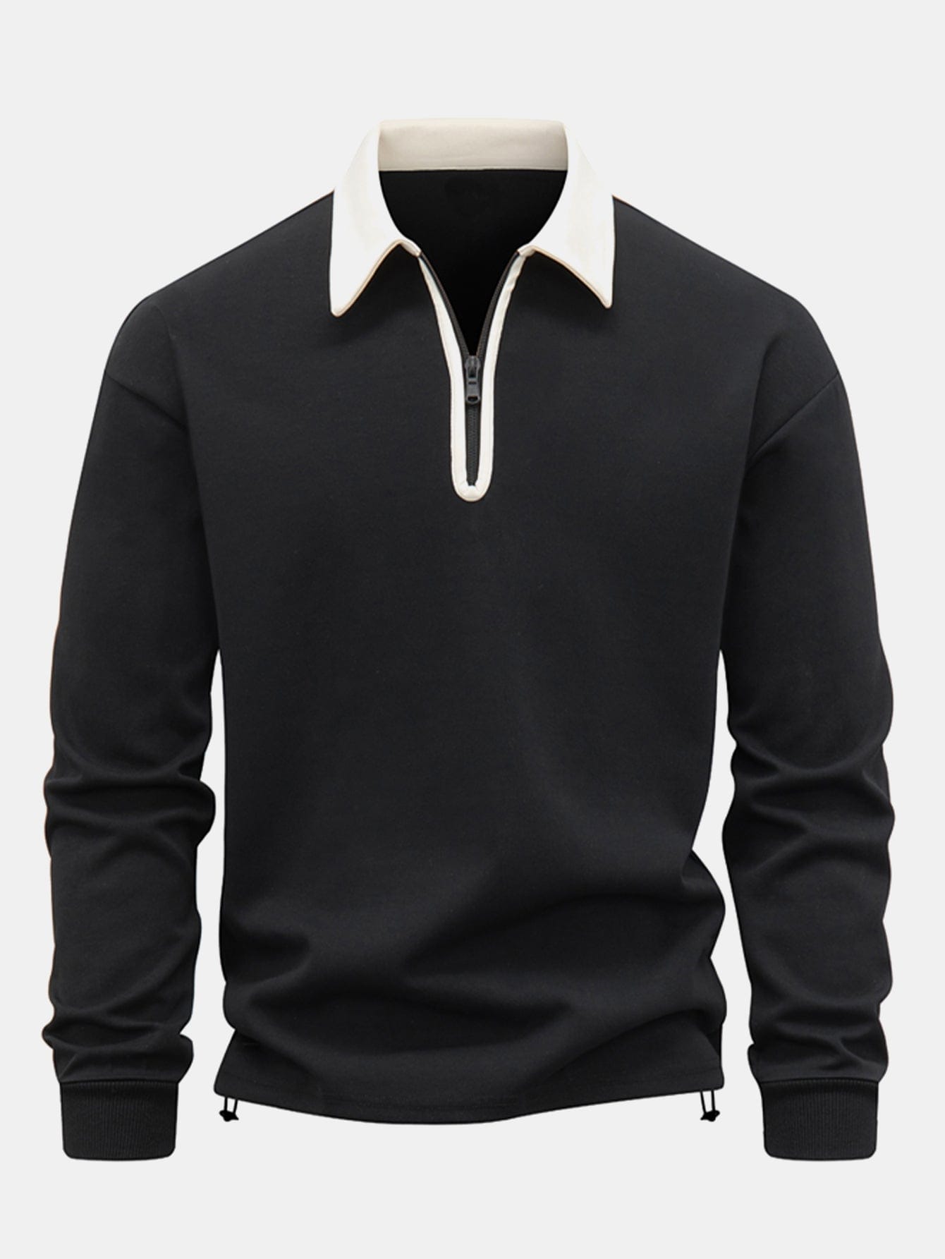 Velira Sweatshirts juoda / XS Kontrasto Užtrauktuko Polo Apykaklės Švarkelis