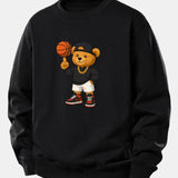 Velira Sweatshirts Juoda / XS Krepšinio Meškos Spauda Laisvalaikio Palaidinė