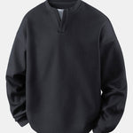 Velira Sweatshirts juoda / XS Laisvas Fit Waffle V formos Kaklo Megztinis