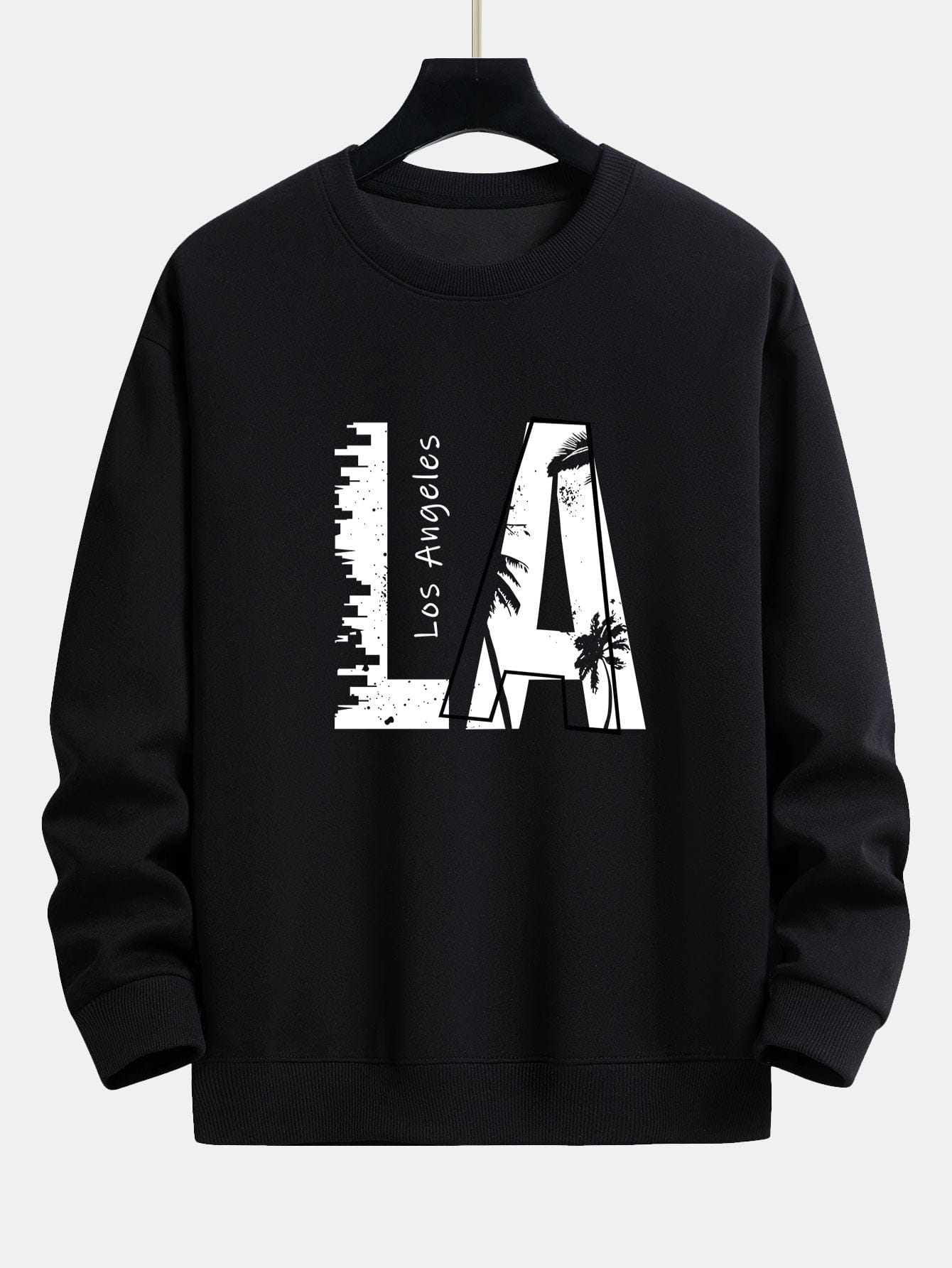 Velira Sweatshirts juoda / XS Los Andželo spauda laisvo kirpimo džemperis