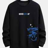 Velira Sweatshirts juoda / XS Niekuomet nepasiduok Šypsenėlės Spauda Laisvo Kirpimo Megztinis