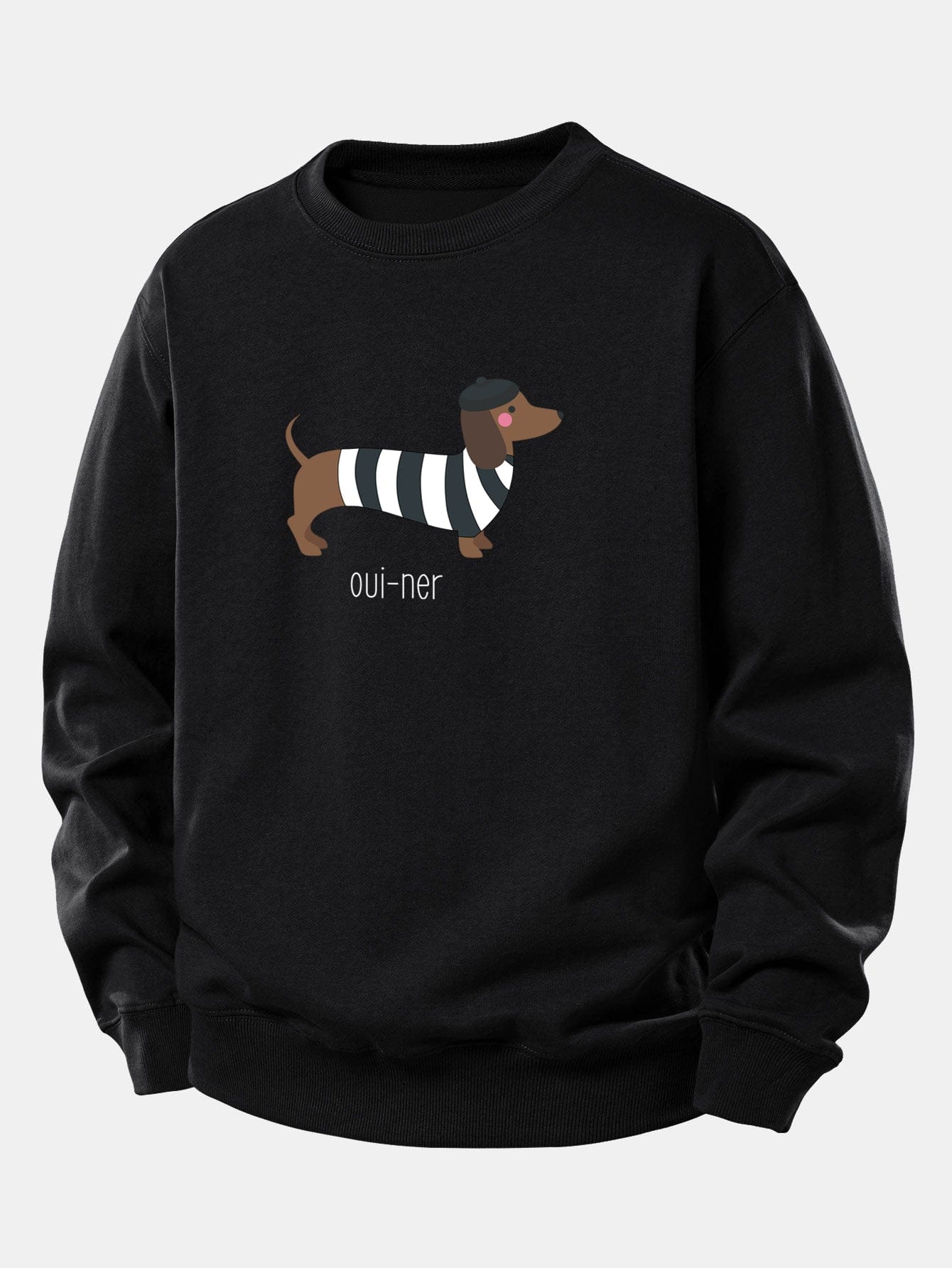 Velira Sweatshirts Juoda / XS Prancūzų taksų spauda laisvo kirpimo džemperis