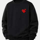 Velira Sweatshirts Juoda / XS Širdies dėlionės spaudinys laisvo kirpimo džemperis
