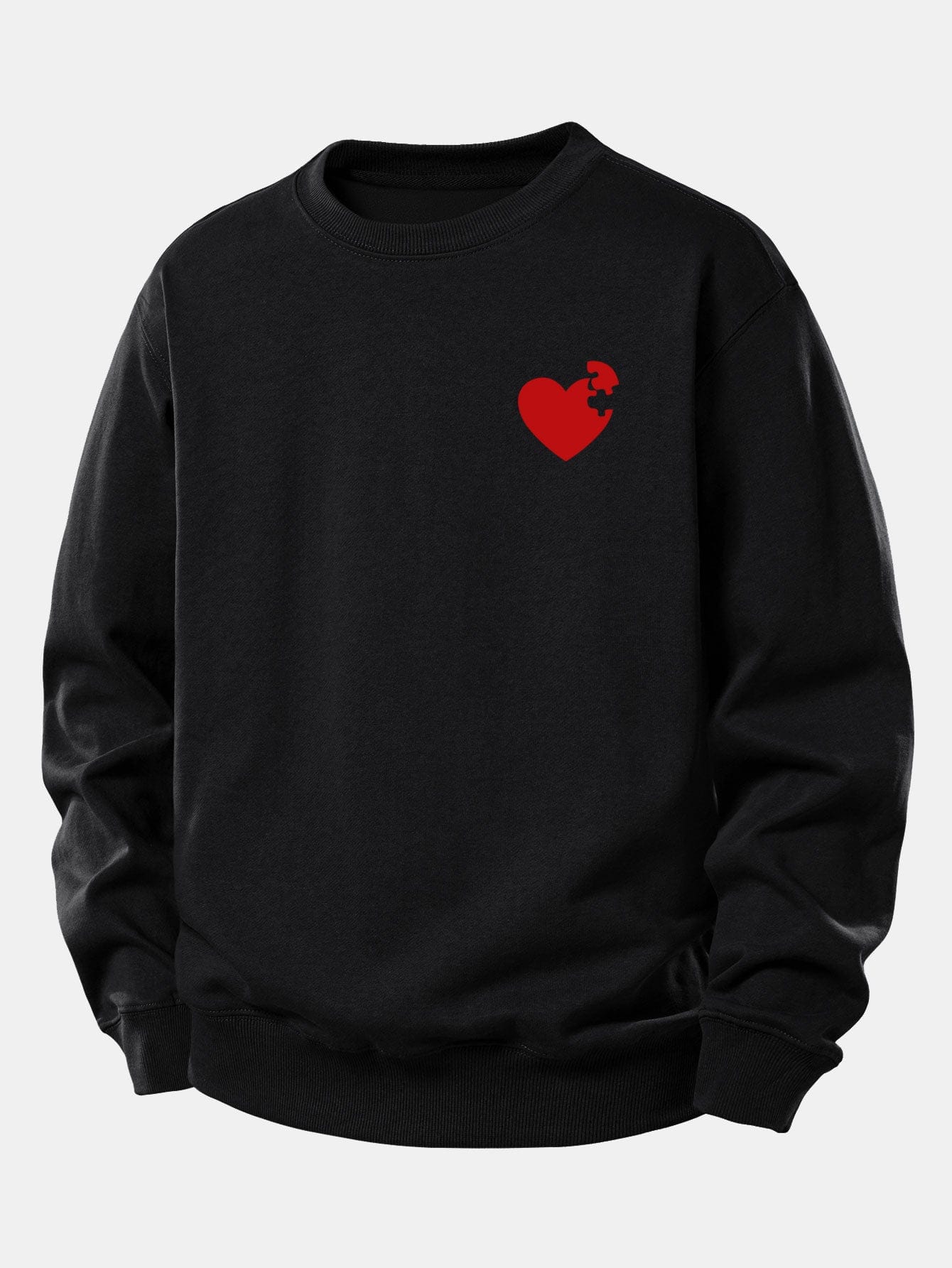 Velira Sweatshirts Juoda / XS Širdies dėlionės spaudinys laisvo kirpimo džemperis