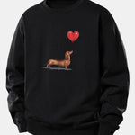 Velira Sweatshirts Juoda / XS Širdies formos balionas šunų veislės printas laisvo kirpimo džemperis