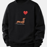 Velira Sweatshirts Juoda / XS Širdies formos balionas šunų veislės printas laisvo kirpimo džemperis
