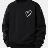 Velira Sweatshirts Juoda / XS Širdies Raštas Laisvo Pjūvio Megztinis