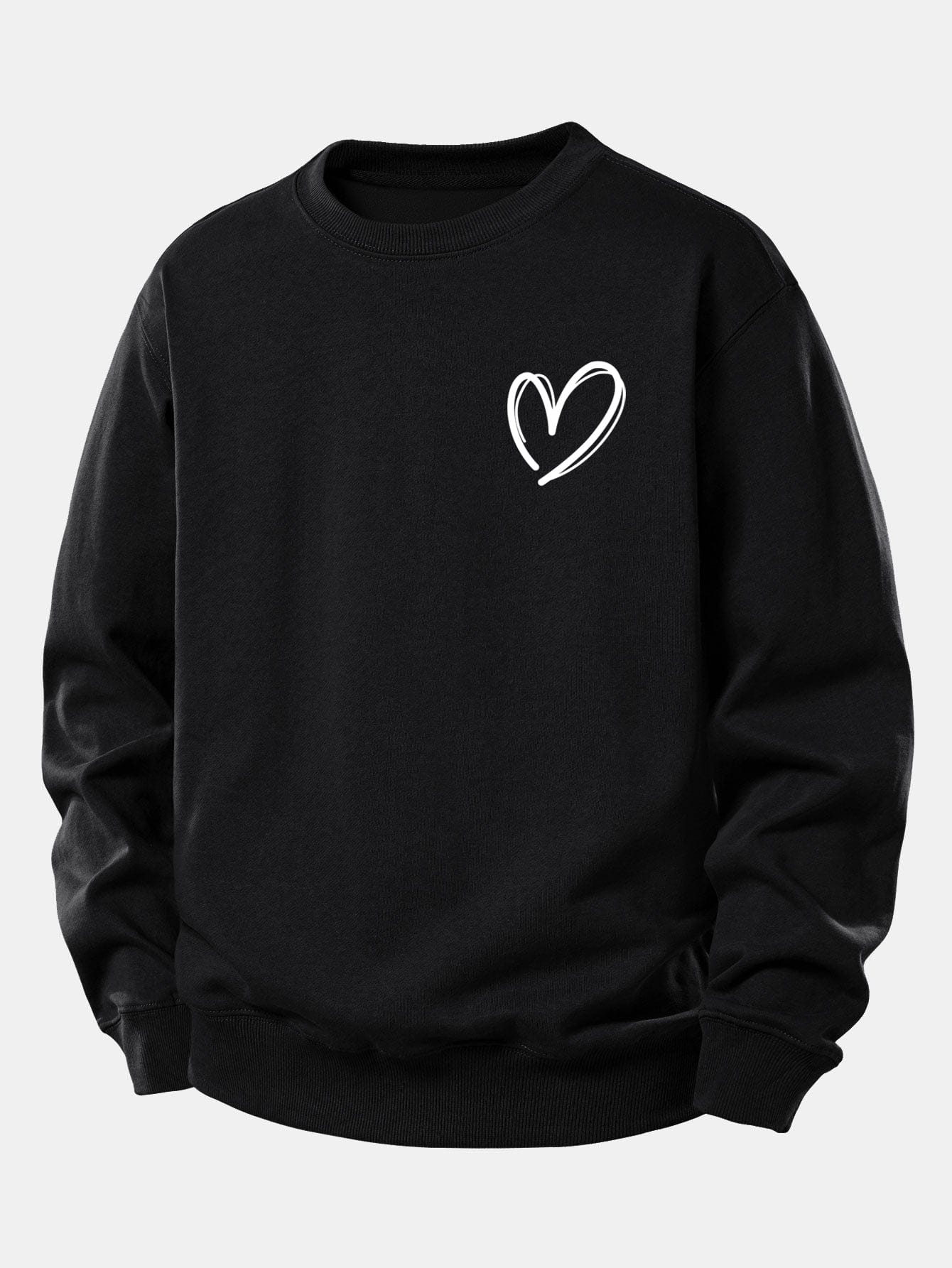 Velira Sweatshirts Juoda / XS Širdies Raštas Laisvo Pjūvio Megztinis