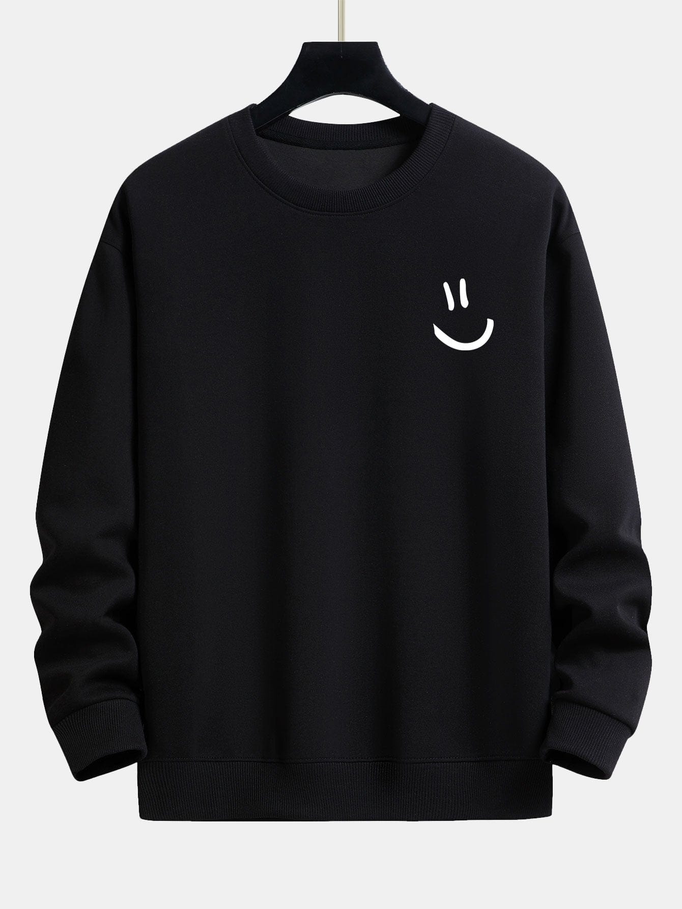 Velira Sweatshirts juoda / XS Šypsenos Veido Spauda Laisvas Fit Palaidinukė