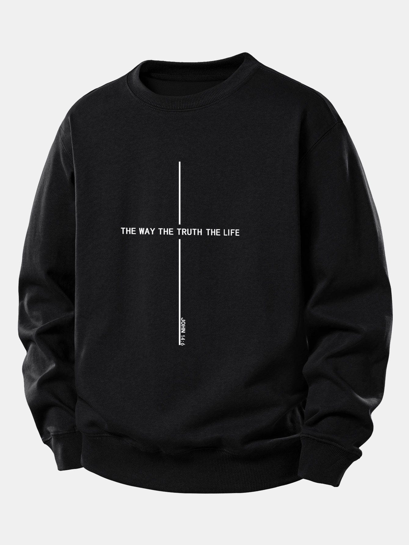 Velira Sweatshirts Juoda / XS Tikėjimo spauda laisvo kirpimo džemperis