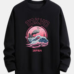 Velira Sweatshirts juoda / XS Tokijo Banga Gervė Paukštis Spauda Laisvas Fit Megztinis