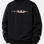 Velira Sweatshirts Juoda / XS Užtrauktuko katės spaudo laisvo kirpimo džemperis