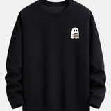 Velira Sweatshirts juoda / XS Vaiduoklis, geriantis kavą, spauda, laisvas kirpimas, džemperis