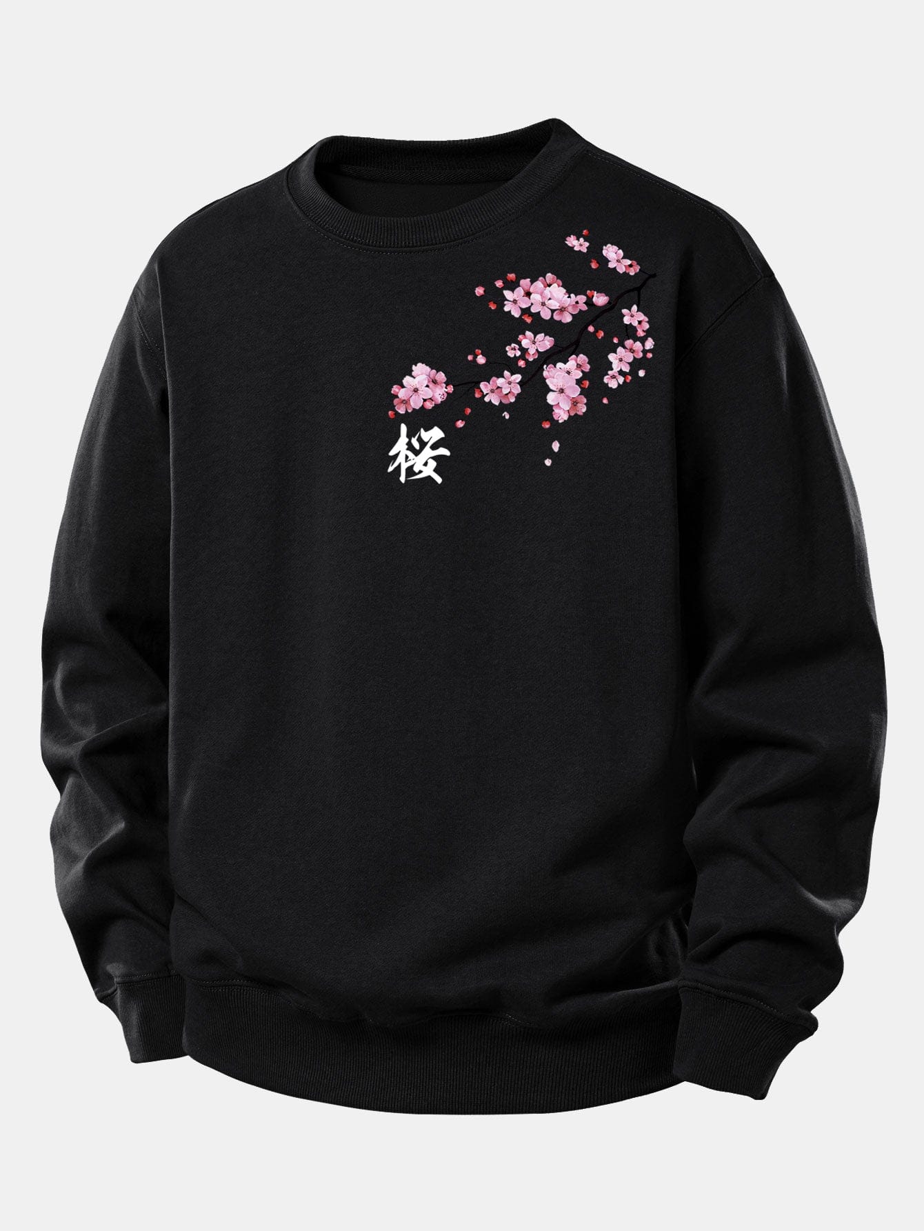 Velira Sweatshirts Juoda / XS Vyšnių žiedų print Relax Fit džemperis