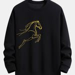 Velira Sweatshirts Juoda / XS Žirgo Metų Grafikos Laisvalaikio Fit Palaidinė