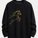 Velira Sweatshirts Juoda / XS Žirgo Metų Grafikos Laisvalaikio Fit Palaidinė