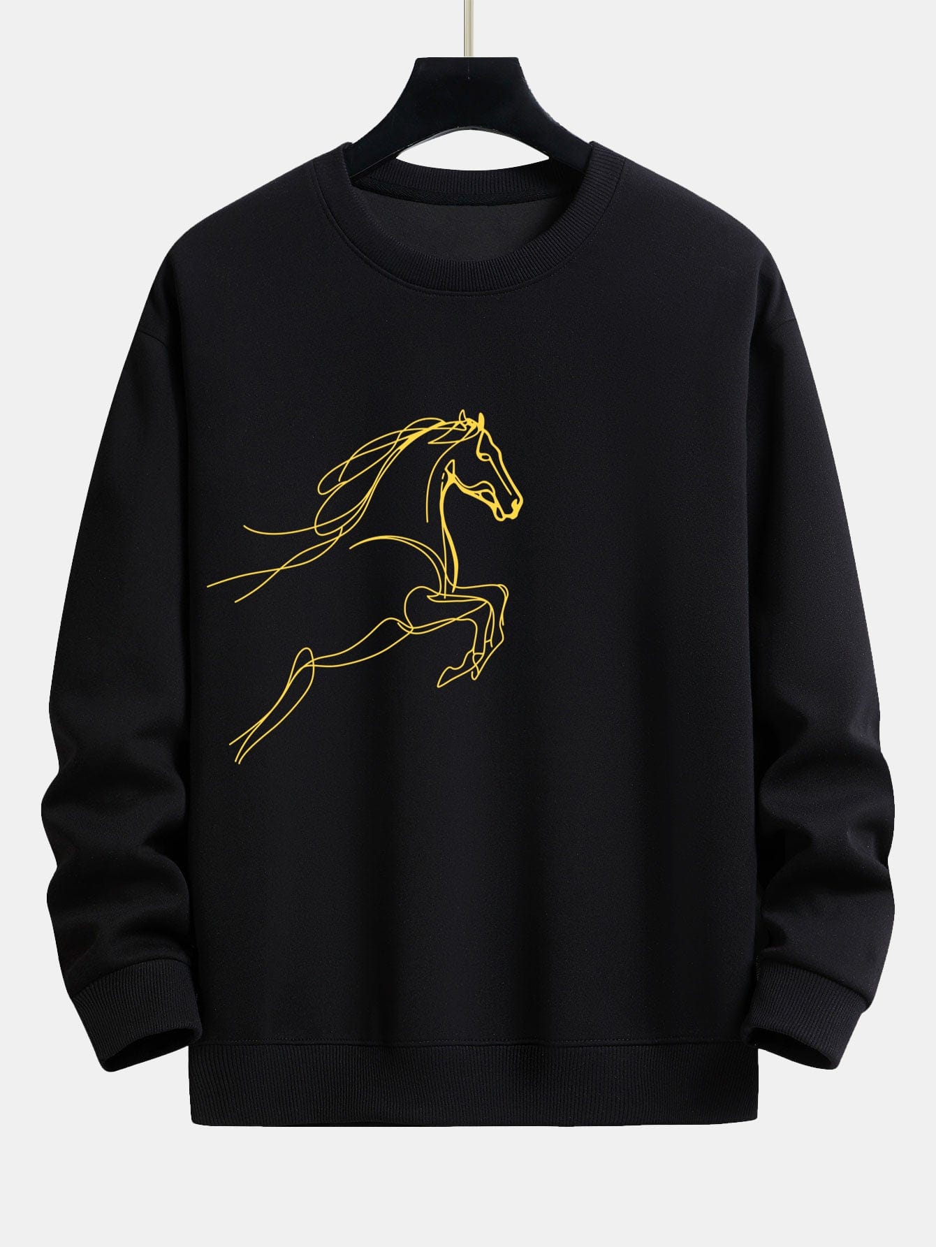 Velira Sweatshirts Juoda / XS Žirgo Metų Grafikos Laisvalaikio Fit Palaidinė