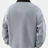 Velira Sweatshirts Juostuotas Vaflinis Užtrauktuko Polo Kaklo Megztinis