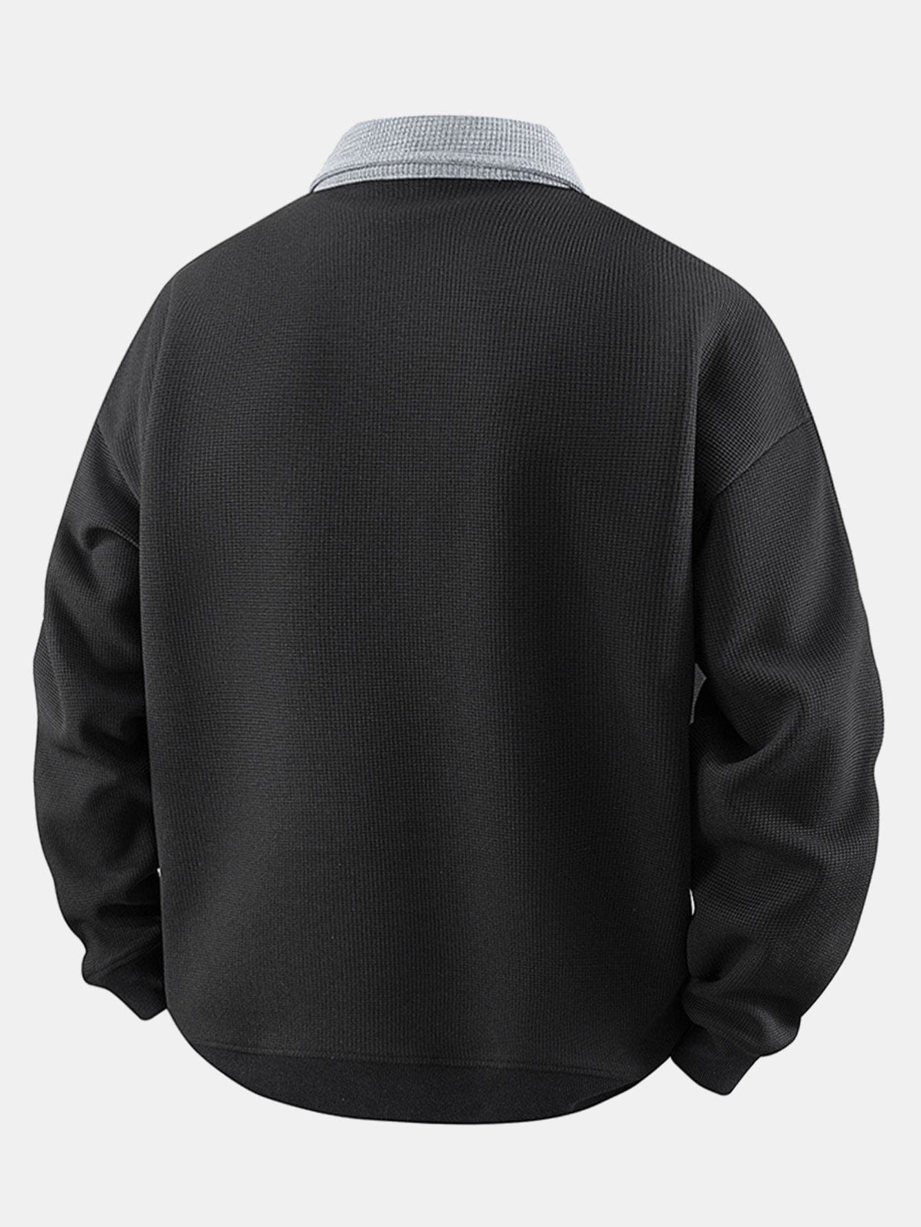 Velira Sweatshirts Juostuotas Vaflinis Užtrauktuko Polo Kaklo Megztinis