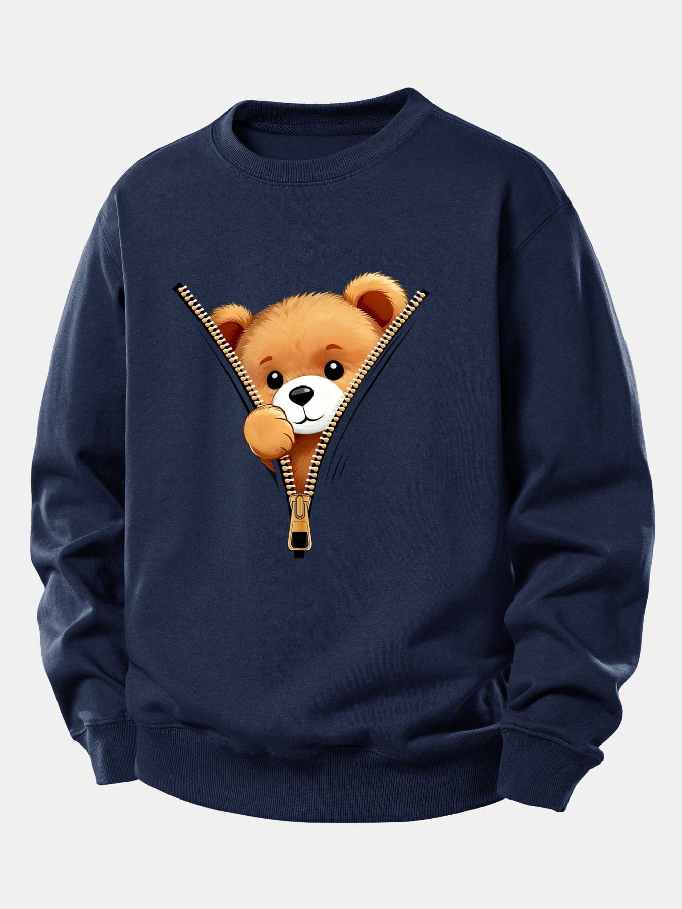 Velira Sweatshirts Jūrinė / XS Užtrauktuko meškiuko spauda laisvo kirpimo džemperis