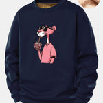 Velira Sweatshirts Jūrų / S Rožinė Panto Print Teddy Fleece Pamušalu Sweatshirt