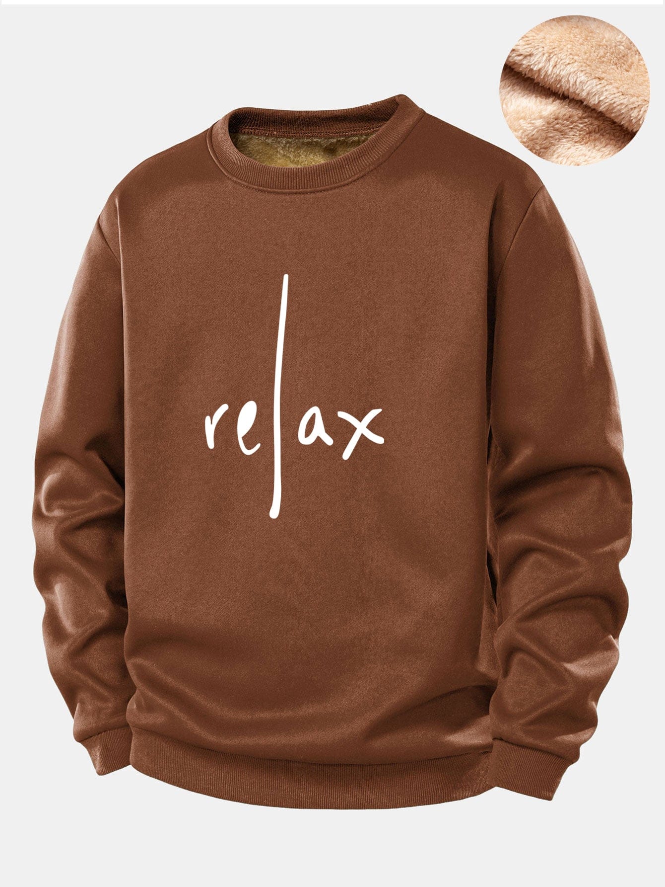Velira Sweatshirts Kava / S Atsipalaidavimas Spausdintas Teddy Fleece Pamušalas Švarkas