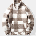 Velira Sweatshirts kava / S Ketvirčio Užtrauktukas Plaid Teddy Marškiniai