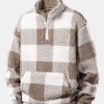 Velira Sweatshirts Kava / S Ketvirčio užtrauktukas Plaid Teddy Sweatshirt