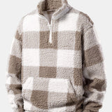 Velira Sweatshirts Kava / S Ketvirčio užtrauktukas Plaid Teddy Sweatshirt