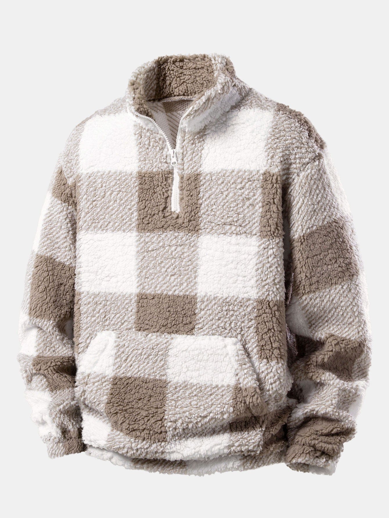 Velira Sweatshirts Kava / S Ketvirčio užtrauktukas Plaid Teddy Sweatshirt