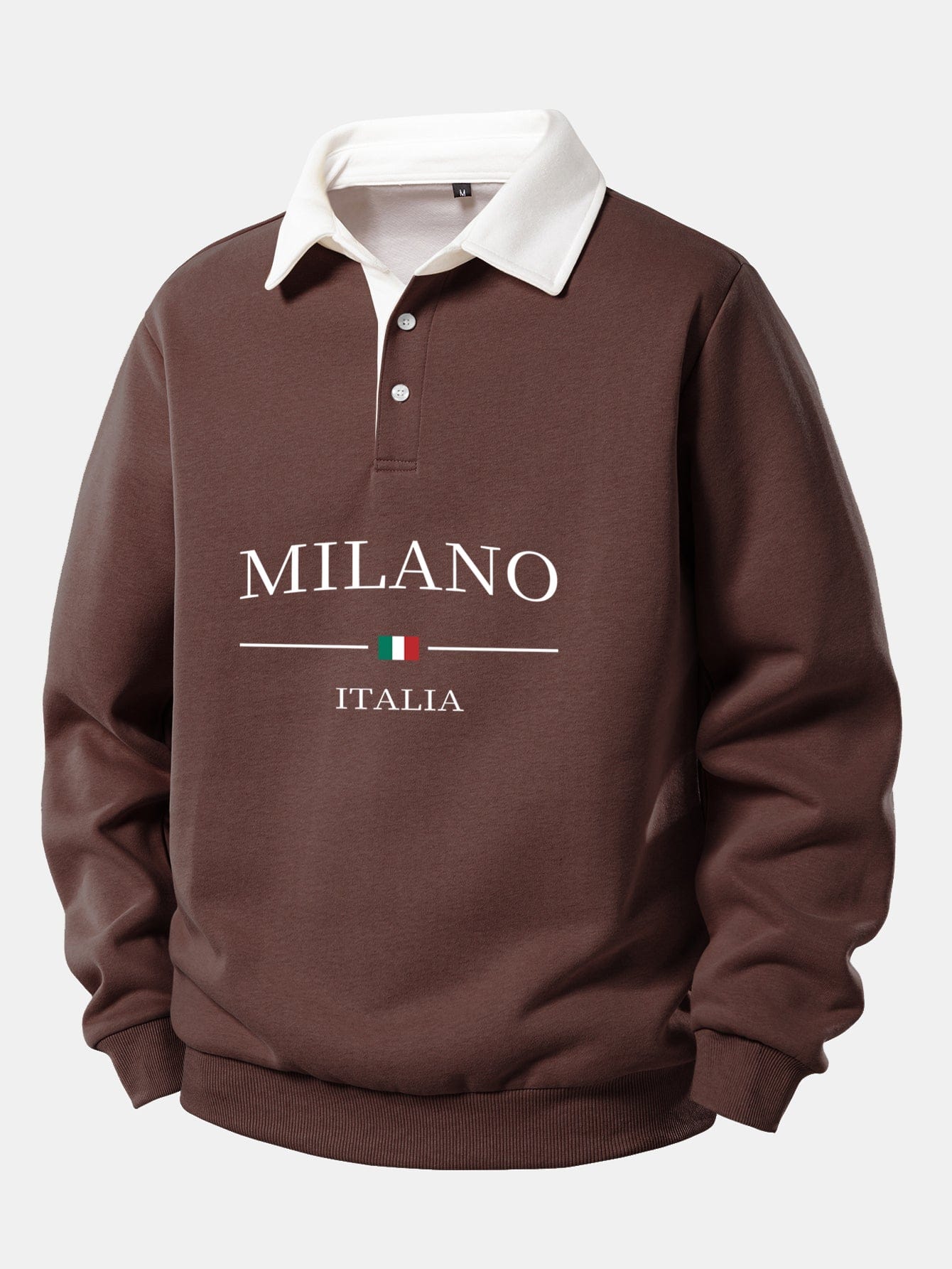 Velira Sweatshirts Kava / S Milano Spausdinimo Kontrasto Polo Apykaklės Megztinis