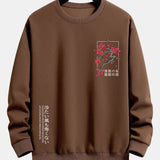 Velira Sweatshirts kava / S Sakuro žiedų šūkio spauda laisvo kirpimo džemperis