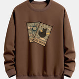 Velira Sweatshirts kava / S Saulės Mėnulio Katės Spaudas Laisvas Fit Megztinis