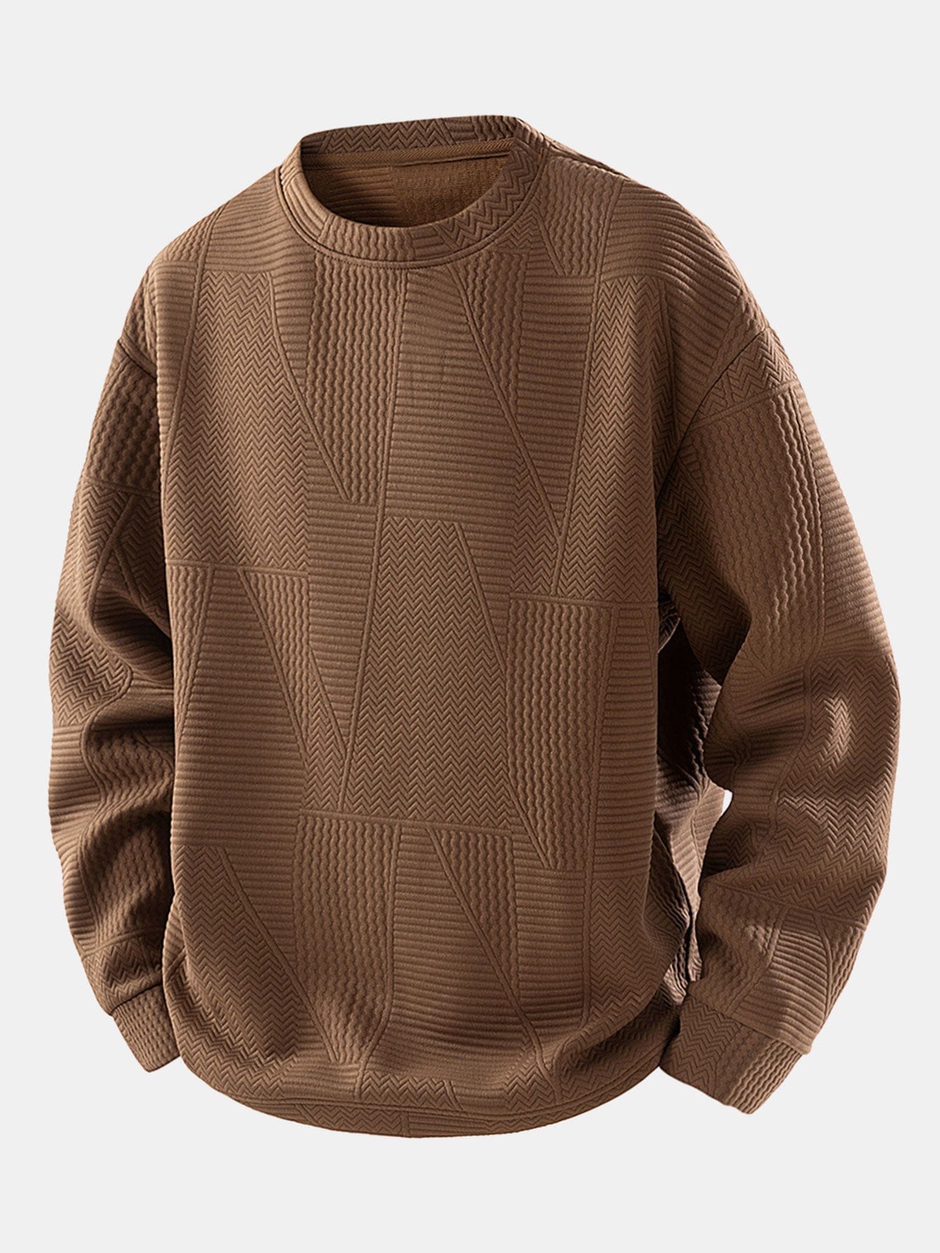Velira Sweatshirts kava / XS Atsipalaidavęs Geometrinis Žakardo Palaidinukas