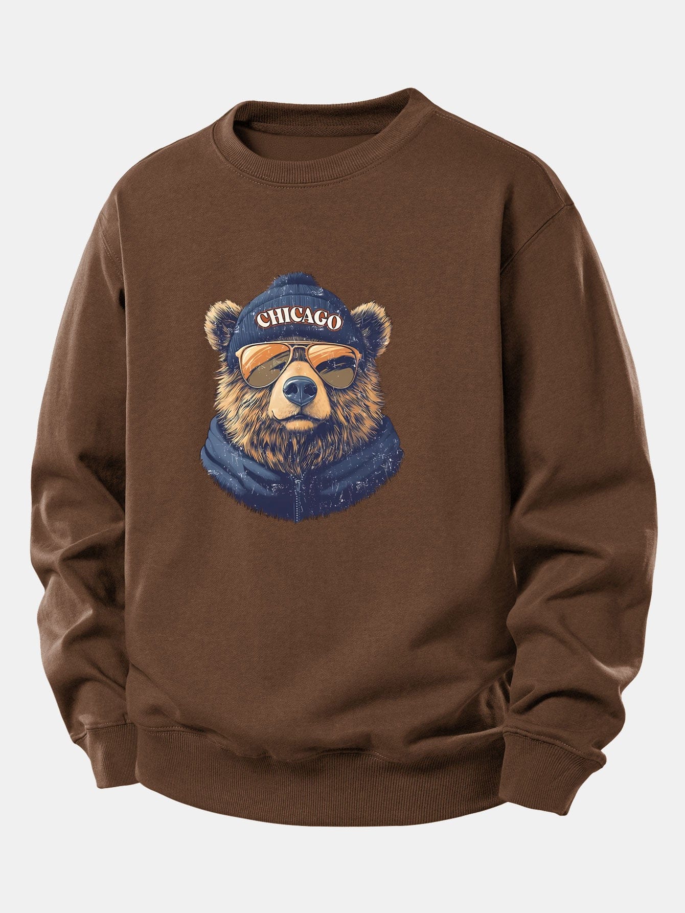 Velira Sweatshirts Kava / XS Čikagos Akiniai nuo saulės Lokio Spauda Laisvas Fit Megztinis