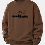 Velira Sweatshirts Kava / XS Kalnų gamtos spauda laisvo kirpimo džemperis
