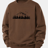 Velira Sweatshirts Kava / XS Kalnų gamtos spauda laisvo kirpimo džemperis