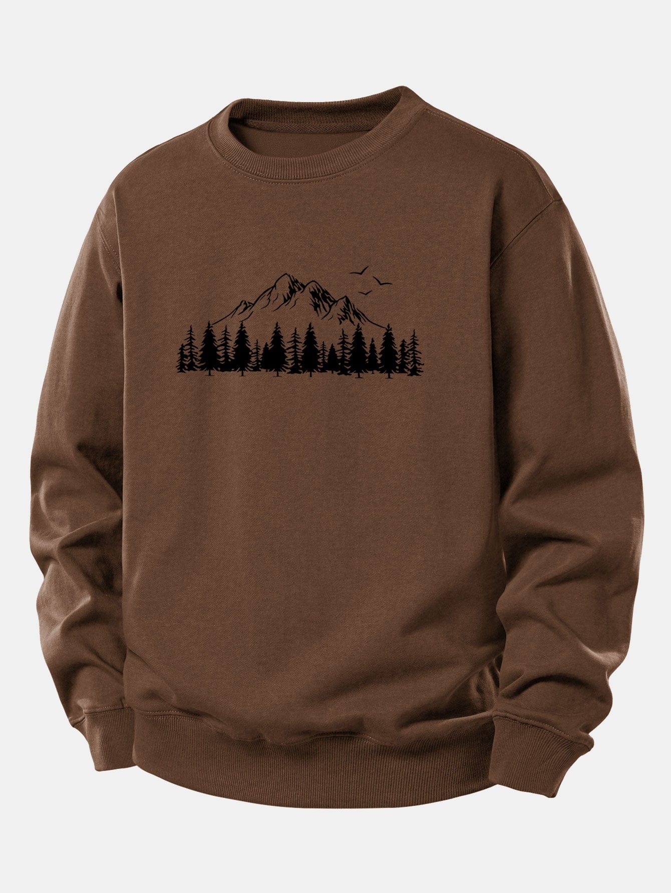 Velira Sweatshirts Kava / XS Kalnų gamtos spauda laisvo kirpimo džemperis