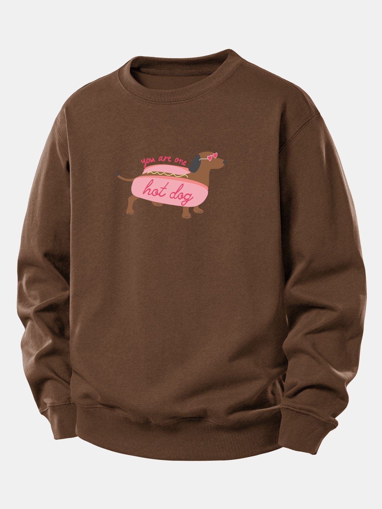 Velira Sweatshirts Kava / XS Karštas Šuo Daksas Spauda Laisvas Palaidinukas