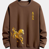 Velira Sweatshirts Kava / XS Laimingas Arklių Metų Grafikos Laisvalaikio Pralaisvintas Megztinis