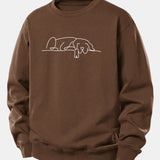 Velira Sweatshirts Kava / XS Miegantis Šuo Linijos Spauda Laisvas Fit Megztinis