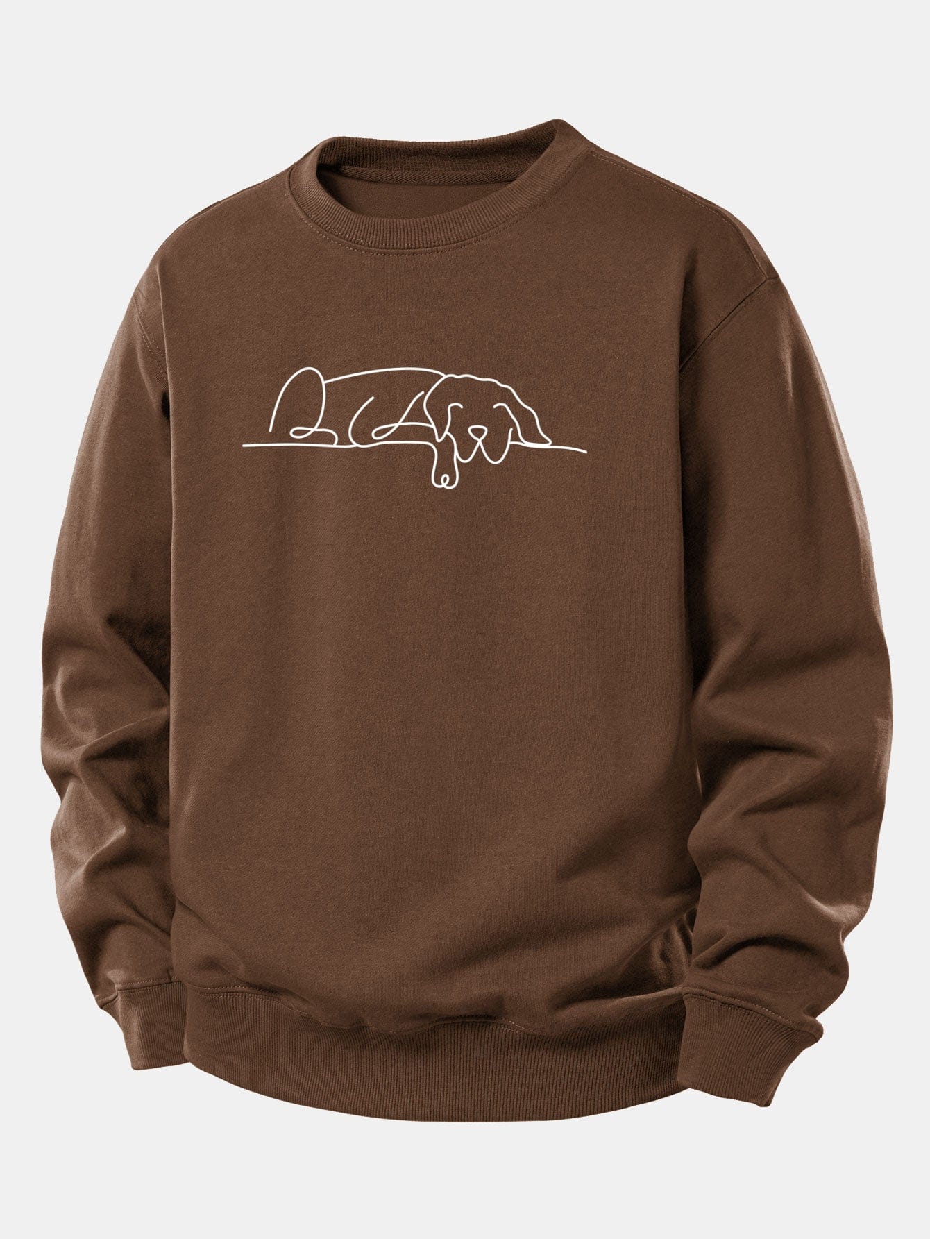 Velira Sweatshirts Kava / XS Miegantis Šuo Linijos Spauda Laisvas Fit Megztinis