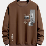 Velira Sweatshirts kava / XS Niujorko architektūros atspaudas laisvo kirpimo džemperis