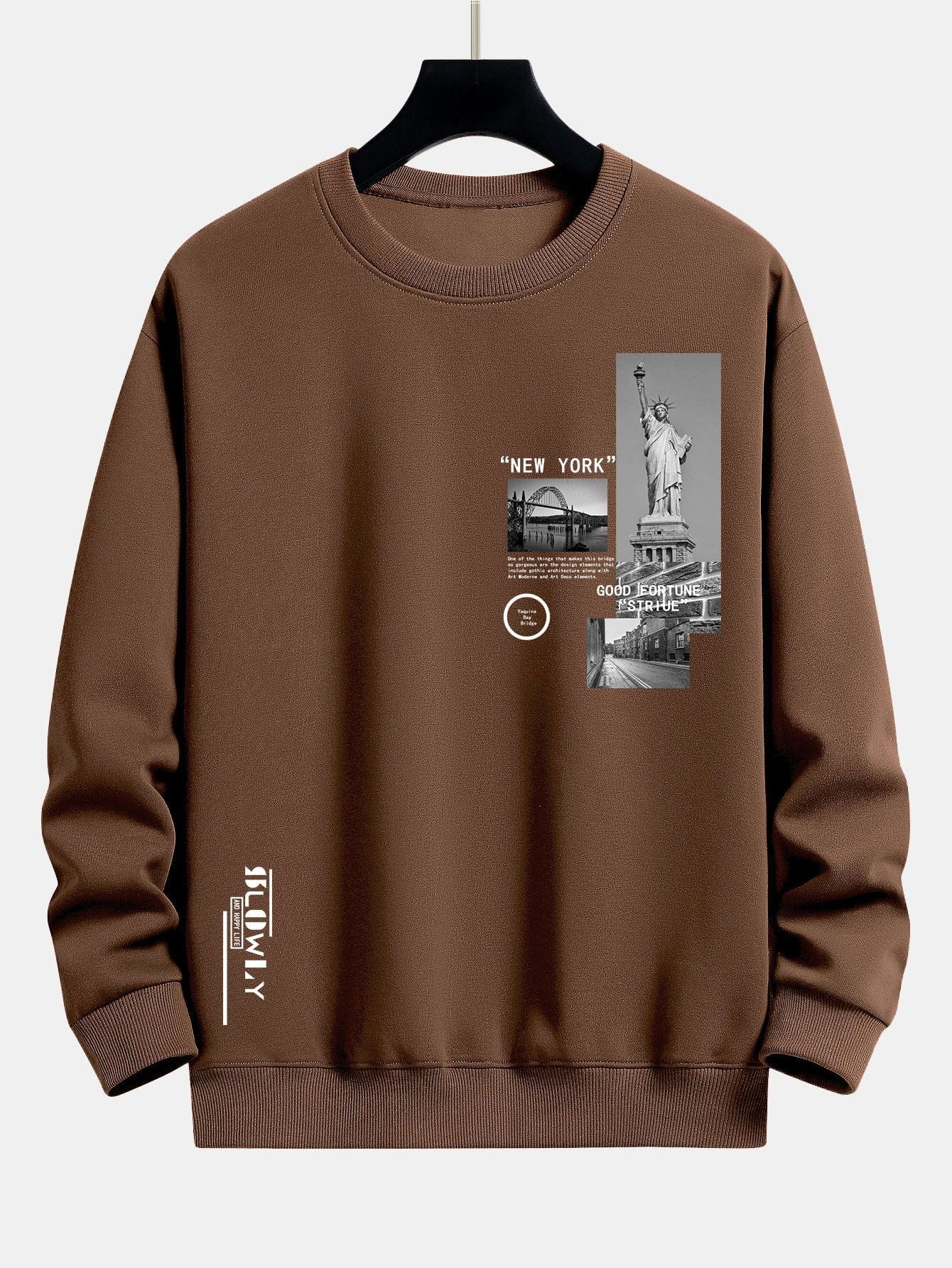 Velira Sweatshirts kava / XS Niujorko architektūros atspaudas laisvo kirpimo džemperis