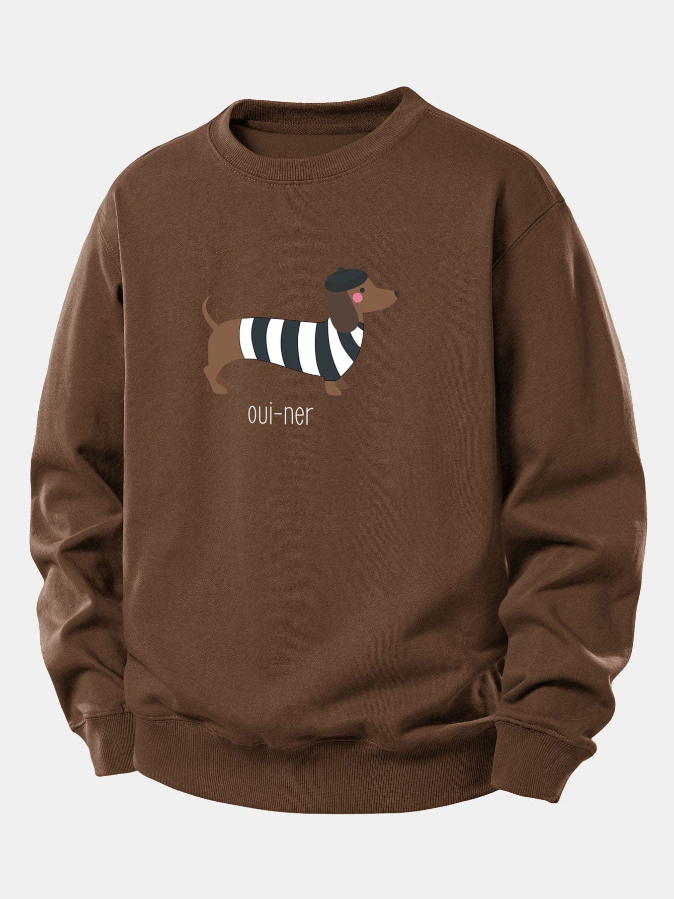 Velira Sweatshirts Kava / XS Prancūzų taksų spauda laisvo kirpimo džemperis
