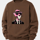 Velira Sweatshirts Kava / XS Rožinė džentelmenų panteros spauda laisvo kirpimo megztinis